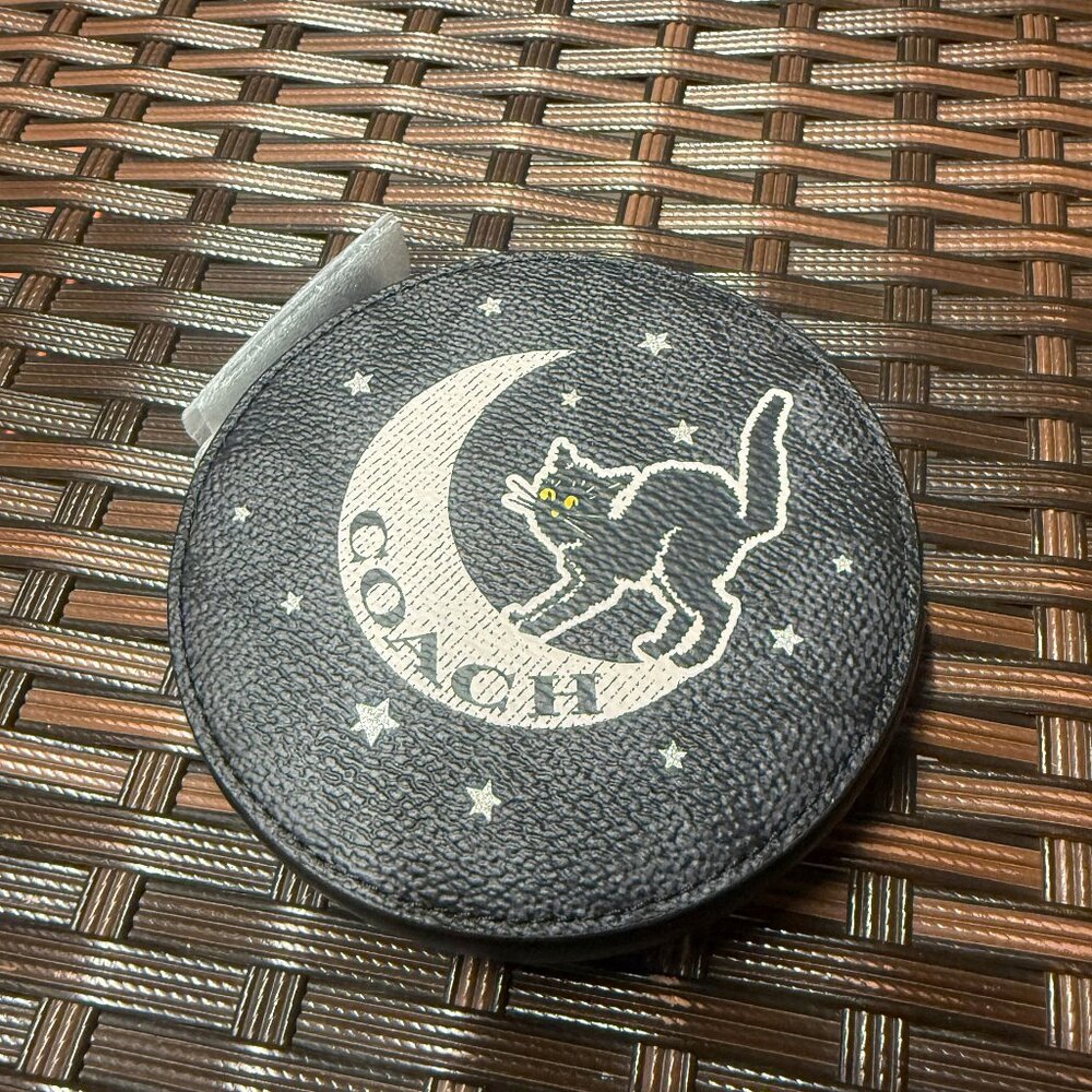 coach Coin Case In Signature Canvas With Halloween Graphic cx348